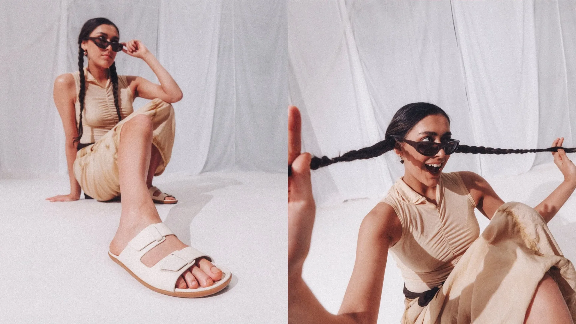 VivoBarefoot Sensus Yin slide-on slippers in sand, from the Spring/Summer 2026 lookbook.